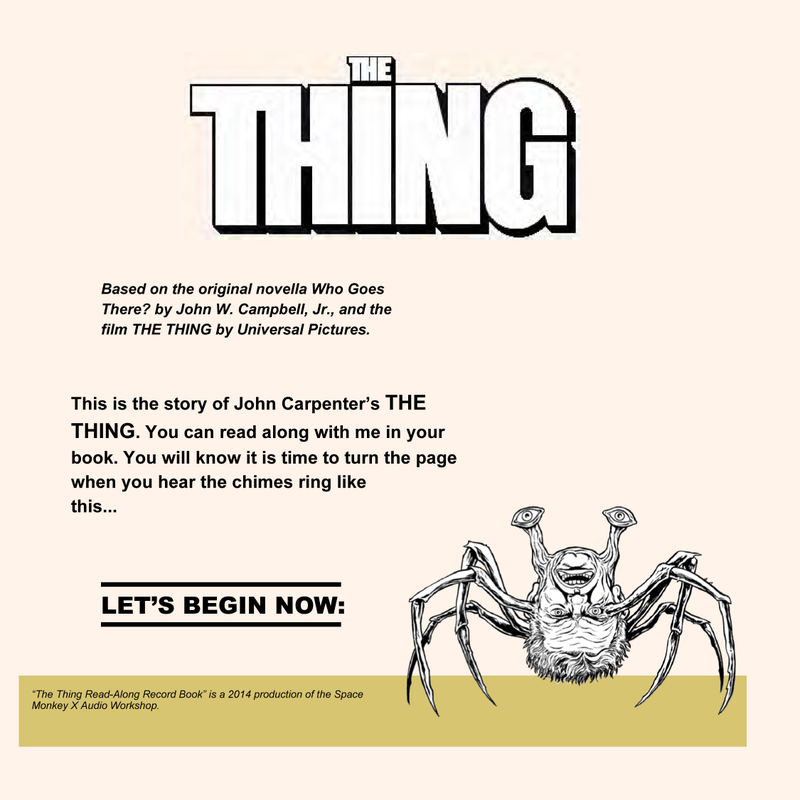 Illustration for article titled Reading is fundamental and grotesque in The Thing read-along record book